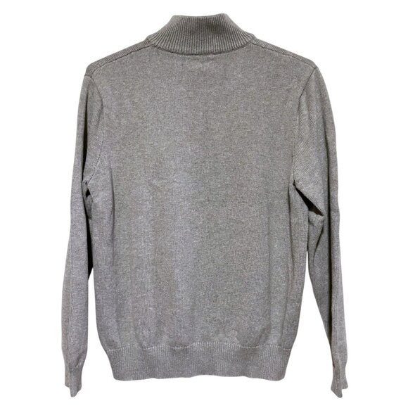 Y2K Polo Ralph Lauren Flag Quarter Zip Pullover L Gray Ribbed 100% Cotton SOFT - Picture 6 of 7